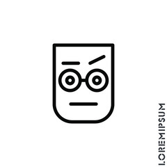 Confused Thinking Emoticon Icon Vector Illustration. Outline Style. 
