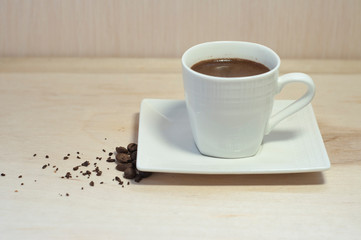 freshly brewed coffee in the early morning