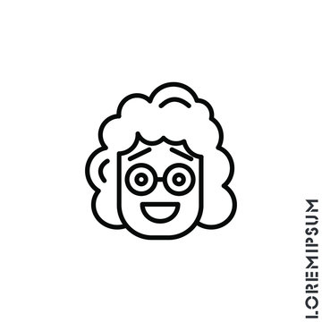 Smile Vector Girl, Woman Icon, Happy Symbol With Raised Eyebrows. Linear Style Sign For Mobile Concept And Web Design. Emoji Symbol Illustration. Pixel Vector Graphics - Vector.