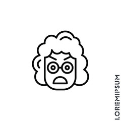 fury expression girl, woman icon with outline style. Suitable for website design, logo, app and ui. Angry icon vector