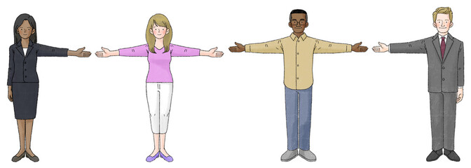 social distancing (COVID-19 Illustration of people keeping a distance to prevent the spread of coronavirus) 