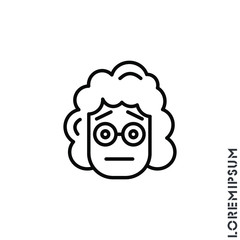 cute girl, woman icon emoticon sticker, vector illustration. Embarrassed Shy Blushing Face Emoticon Icon Vector Illustration
