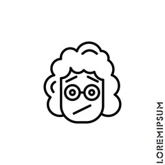 Seductive Smile Emoticon girl, woman Icon Vector Illustration. Outline Style. Angry icon vector