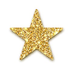 Gold glitter vector star. Golden sparcle. Amber particles. Luxury design element.