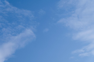 White clouds and blue sky.