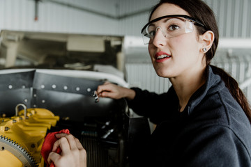 Aviation mechanic working