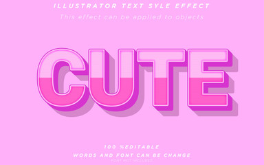 cute text effect pink premium vector