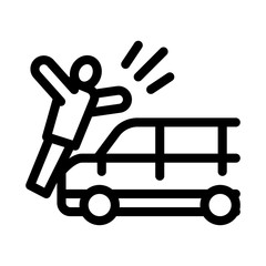pedestrian hit by car icon vector. pedestrian hit by car sign. isolated contour symbol illustration