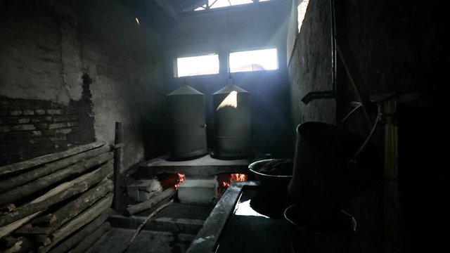 Traditional Burmese fireplace for producing cashews