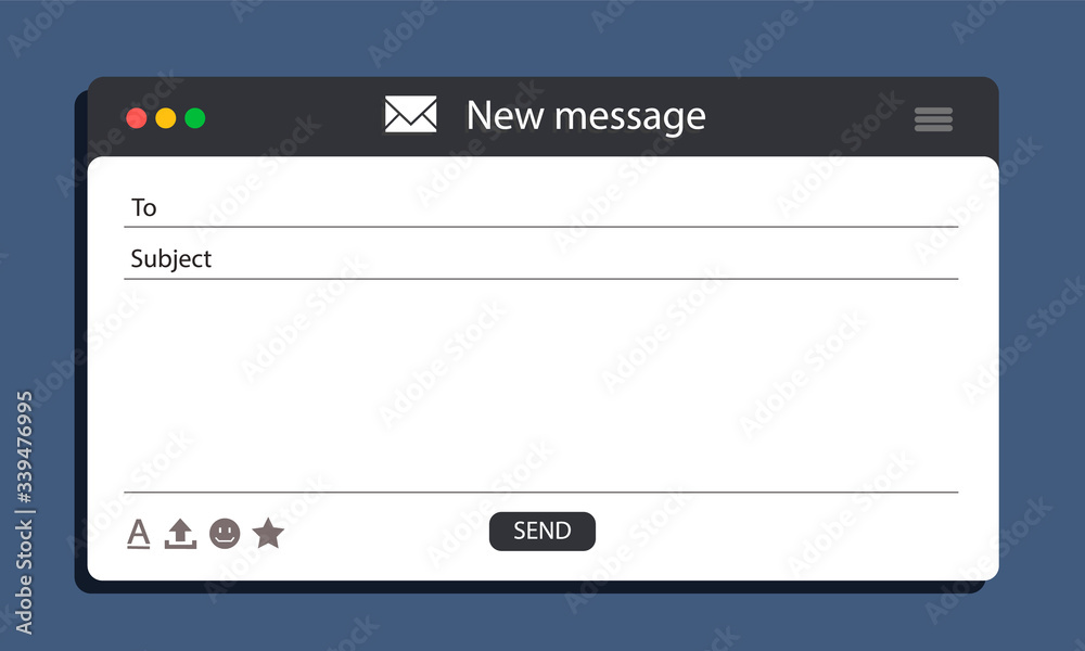 Wall mural email interface banner for browser message. blank device screen. mock up for your text. layout email