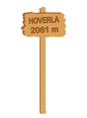 Wooden plate with the inscription Hoverla 2061 meter on a white background.