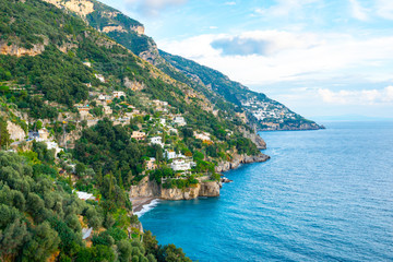 Fototapeta na wymiar beautiful view of the coast of Positano, Amalfi Coast, Mediterranean Sea