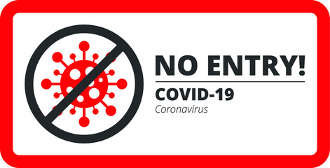 Information table: No entry! Coronavirus vector information table. Novel coronavirus 2019 COVID-19 theme. COVID-19 icon. Coronavirus icon.