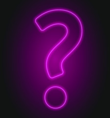 Question mark neon sign light. Glowing large illuminated advertisement concept illustration. 