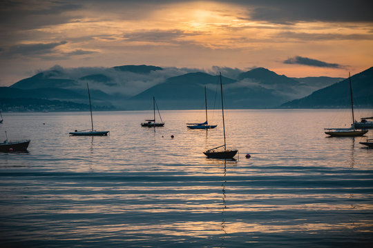 Schottland Firth of Clyde segelboot Abendrot