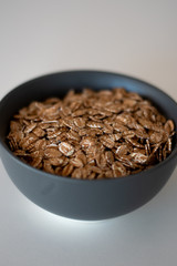 oatmeal in gray bowl
