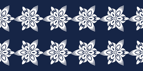White ornament on blue seamless pattern. Vintage, paisley elements. Ornamental traditional, ethnic, turkish. Great for fabric and textile, wallpaper, packaging or any idea