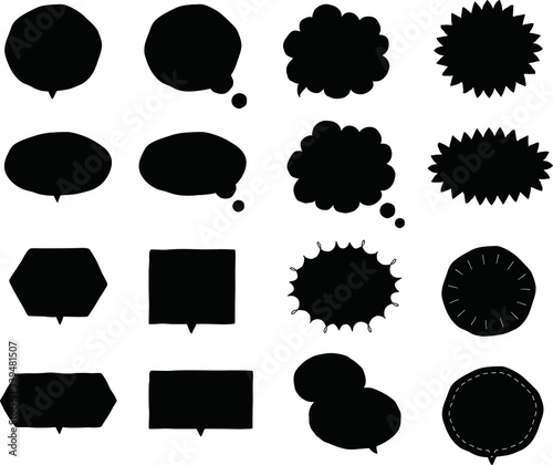 Fototapete シンプルでおしゃれな白黒の吹き出し 線 ベクター Yugoro