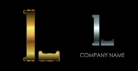 Golden font letter L.Luxury logo design.