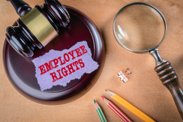 Employee Rights. Legal aid, compensation, obligations and rights concept