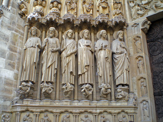 Paris, France - April 22th 2008 : Paris, France - April 22th 2008 : Focus on several statues...