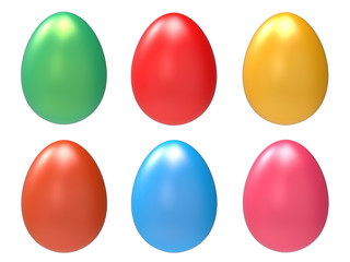 Six easter eggs. 3D illustration.
