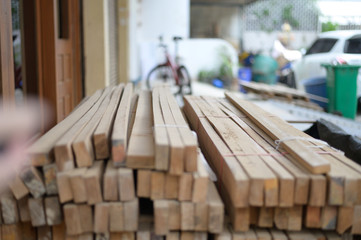 Variable pile of wood for sale in a wood shop