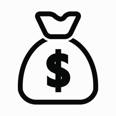 Beautiful big money bag icon. Vector icon.