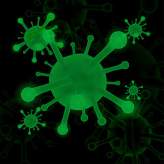 Futuristic glowing low polygonal coronavirus cells and coronaviruses influenza as dangerous flu strain cases as a pandemic.