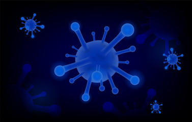 Fototapeta na wymiar Futuristic glowing low polygonal coronavirus cells and coronaviruses influenza as dangerous flu strain cases as a pandemic.