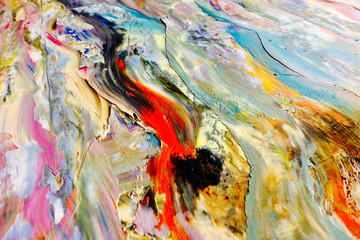 Colorful abstract background wallpaper. Modern motif visual art.  Mixtures of oil paint. Trendy...