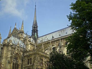 Paris, France - April 22th 2008 : View of the south facade of the cathedral, now very damaged by...