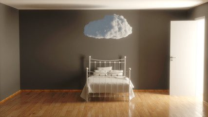 Cloud Bed Interior Sun Manipulation - 3D Rendering