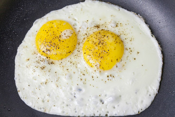 fried egg on a frying pan