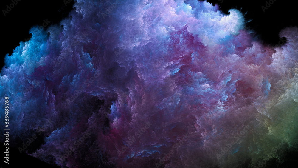 Wall mural abstract pink and blue beautiful fractal background in the form of clouds and feathers and is suitab