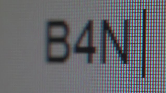 New way of communication. Close up view of typing abbreviation B4N.
