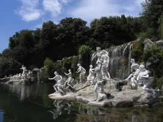 Fototapeta na wymiar Caserta, Campania, Italy, the garden of Caserta's royal palace with beautiful fountain in the middle