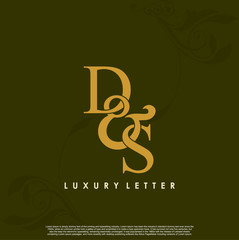DS logo initial vector mark Gold color.