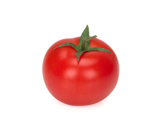 one tomato on a white background, close-up