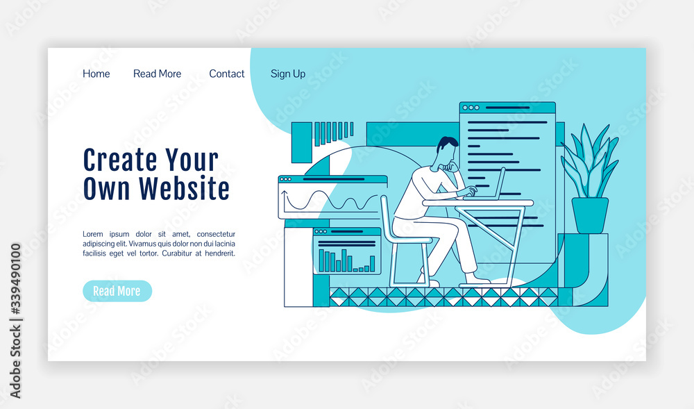 Poster programming courses landing page flat silhouette vector template. it school classes homepage layout.