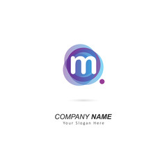 Abstract lowercase M letter Logo design with circle and dot element. Vector illustration template