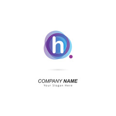 Abstract lowercase H letter Logo design with circle and dot element. Vector illustration template