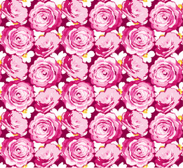 Vintage pink and white camellia rose pattern with dark pink ground.