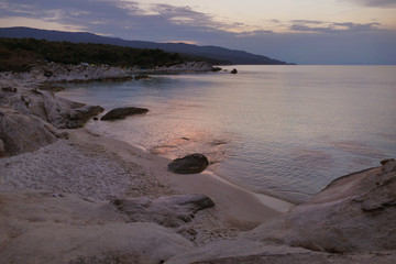night view of one of the sandy and rocky beach in Karidi