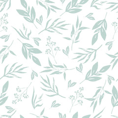 Naklejka na ściany i meble Floral seamless pattern in vintage style. Vector botanical illustration.