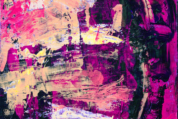 Abstract art background. Acrylic painting. Fragment of the canvas. Purple texture. Modern Art.	
