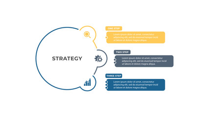 Vector infographic design thin line elements with circles. Business concept with 3 options, steps.