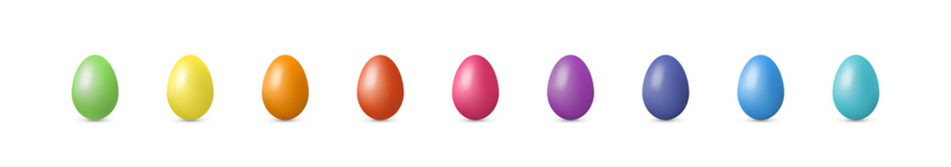 Set easter eggs, realistic effect. Vector illustration.