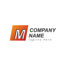 Initial Letter M Logo with Square. Design Vector Illustration Template