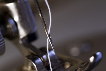Sewing machine needle so close, macro image